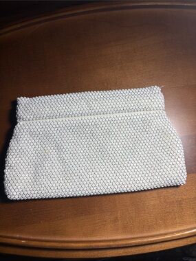 Vintage White Beaded Clutch Bag - Elegant Evening Accessory